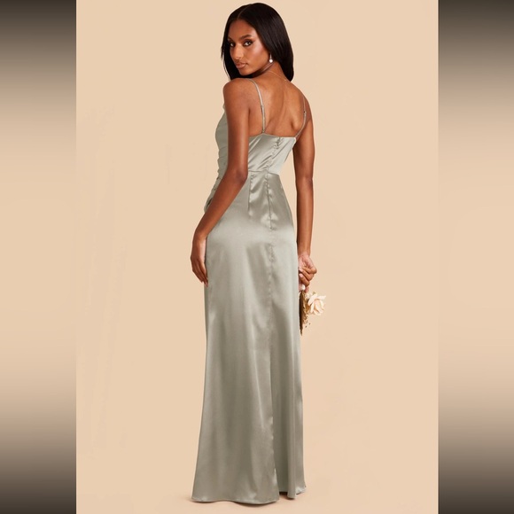 Shiny Satin Moss Green Dress - Picture 2 of 5